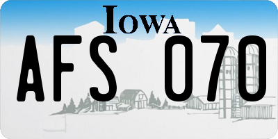 IA license plate AFS070