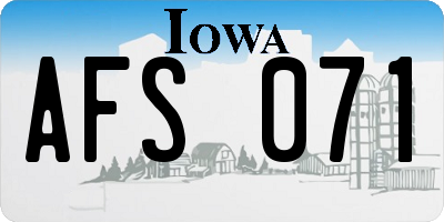 IA license plate AFS071