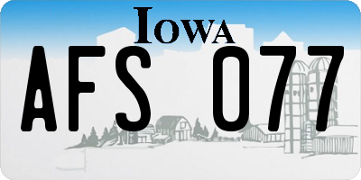 IA license plate AFS077