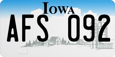 IA license plate AFS092