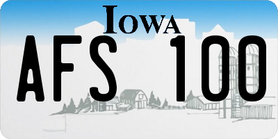 IA license plate AFS100