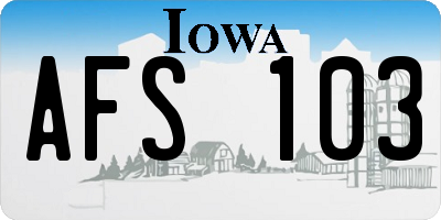 IA license plate AFS103