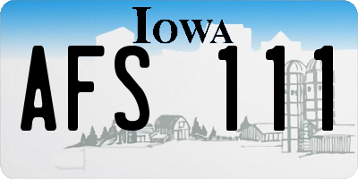 IA license plate AFS111