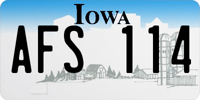 IA license plate AFS114