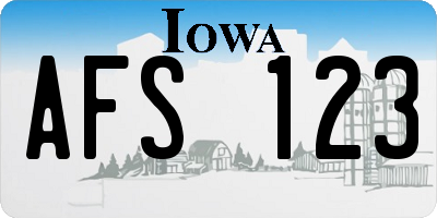 IA license plate AFS123