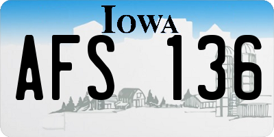 IA license plate AFS136