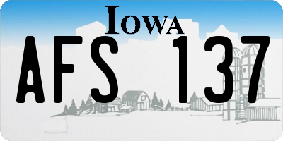 IA license plate AFS137