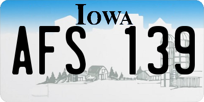 IA license plate AFS139