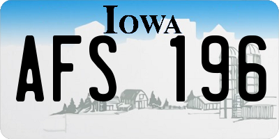 IA license plate AFS196