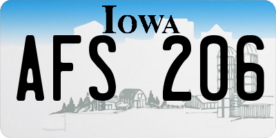 IA license plate AFS206