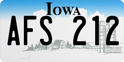 IA license plate AFS212