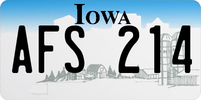 IA license plate AFS214