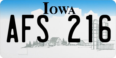 IA license plate AFS216