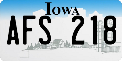 IA license plate AFS218