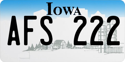 IA license plate AFS222