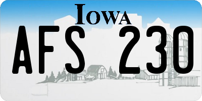 IA license plate AFS230