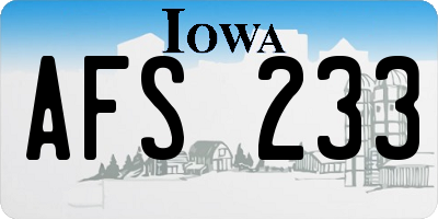 IA license plate AFS233