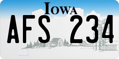 IA license plate AFS234