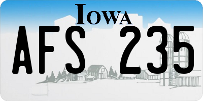 IA license plate AFS235