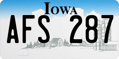 IA license plate AFS287