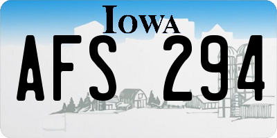 IA license plate AFS294