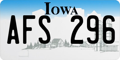 IA license plate AFS296