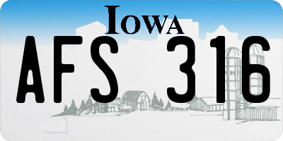 IA license plate AFS316