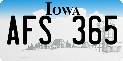 IA license plate AFS365