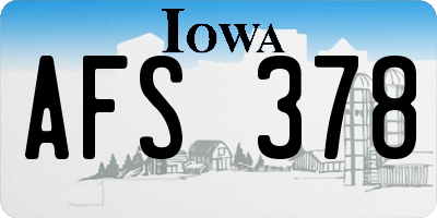 IA license plate AFS378