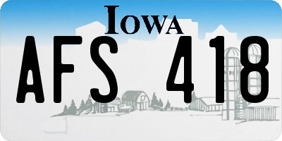 IA license plate AFS418