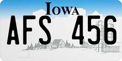 IA license plate AFS456