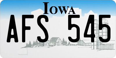 IA license plate AFS545