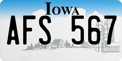 IA license plate AFS567