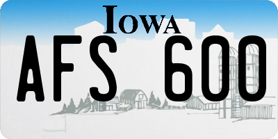 IA license plate AFS600