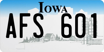 IA license plate AFS601