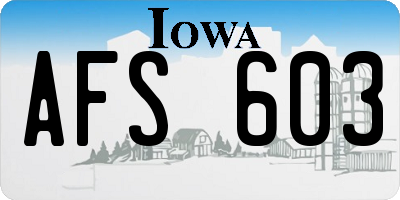 IA license plate AFS603