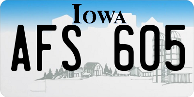 IA license plate AFS605