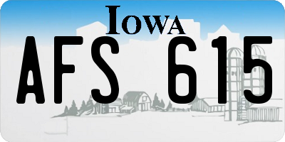 IA license plate AFS615