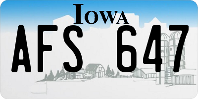 IA license plate AFS647
