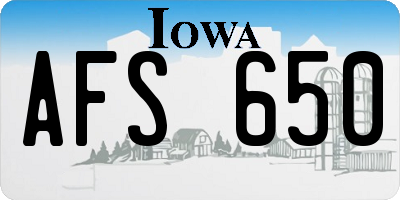 IA license plate AFS650