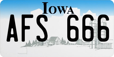IA license plate AFS666