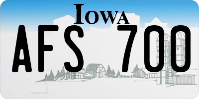 IA license plate AFS700