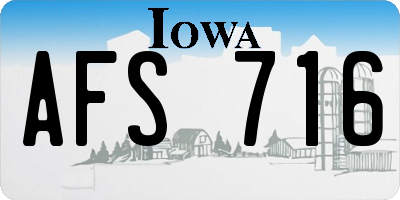 IA license plate AFS716