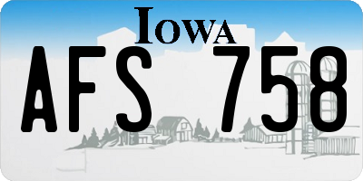 IA license plate AFS758