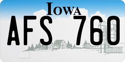 IA license plate AFS760