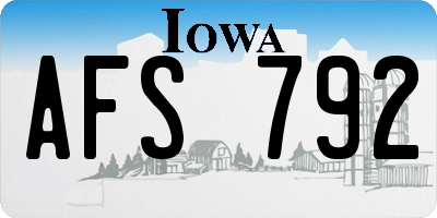 IA license plate AFS792