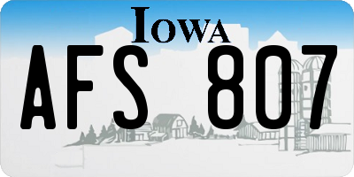 IA license plate AFS807