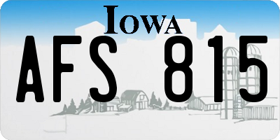 IA license plate AFS815