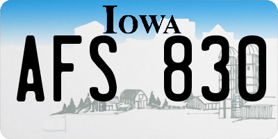 IA license plate AFS830