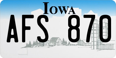 IA license plate AFS870